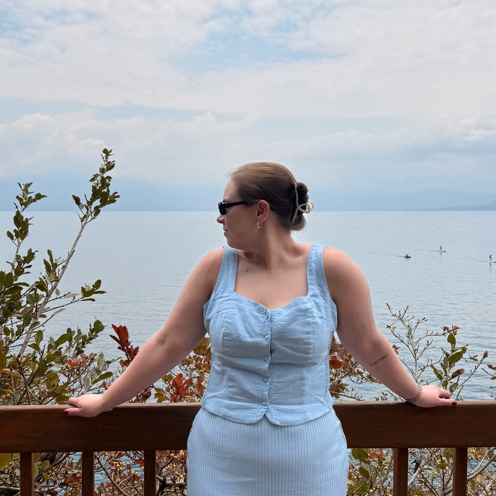 Baby Blue Button-Up Sleeveless Top